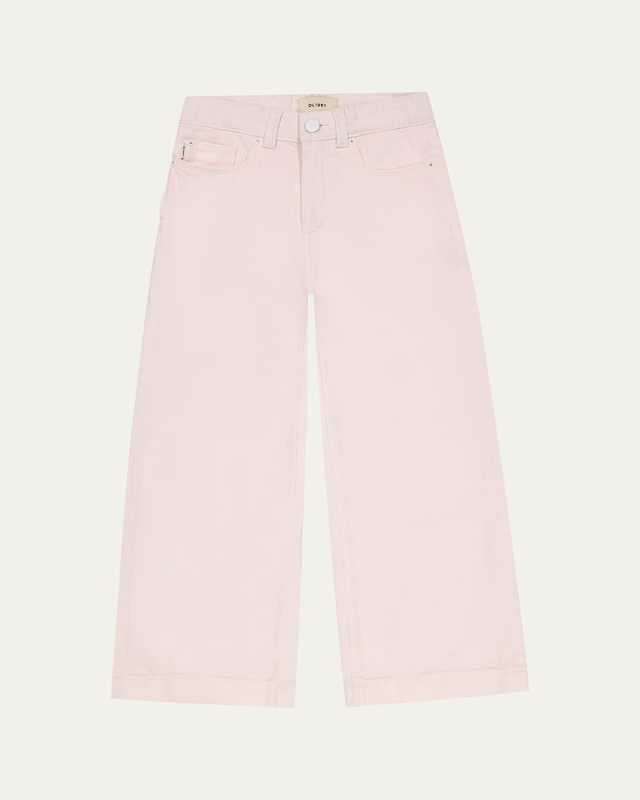 Girl's Lily High-Rise Wide-Leg Denim Jeans, Size 7-16